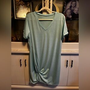 Women's V-Neck Knotted Midi Dress - Light Blue Large